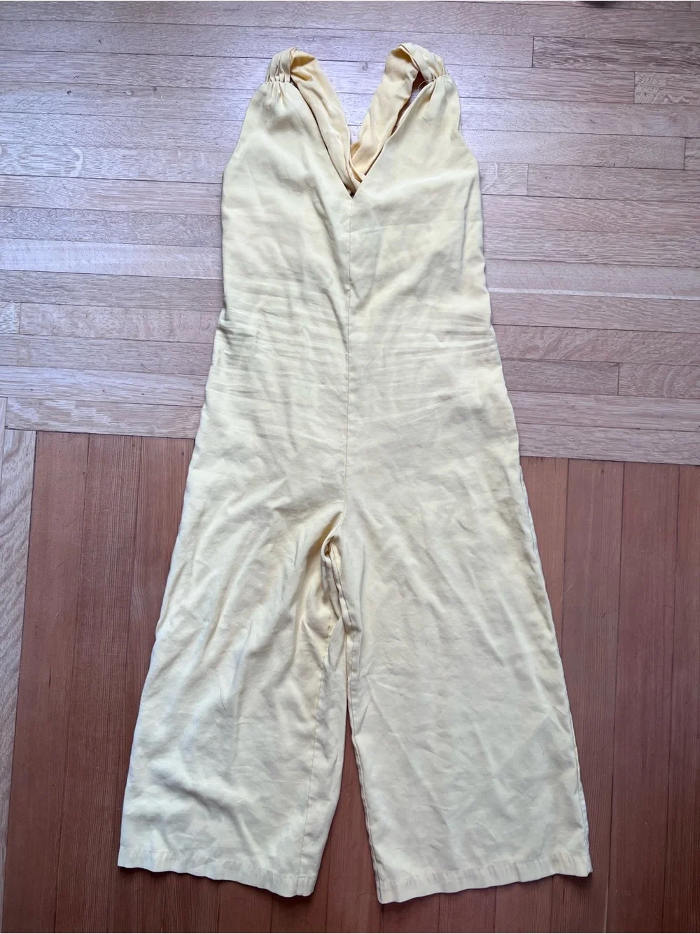NWOT yellow linen jumpsuit mango L